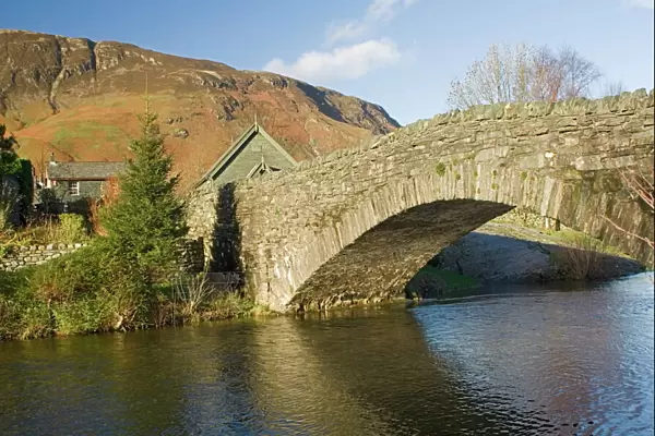Grange Bridge and village, Borrowdale, Lake District National Park, Cumbria