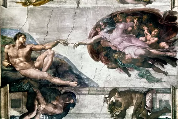 MICHELANGELO: ADAM. The Creation of Adam. Fresco by Michelangelo from the Sistine Chapel