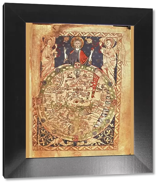 Mappa Mundi, ink and colors on parchment, created in London about 1265