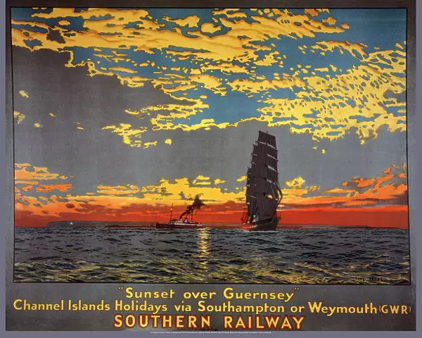 Sunset over Guernsey, SR poster, 1939