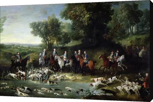 Louis XV (1710-1774) Stag Hunting in the Forest at Saint-Germain, 1730 (oil on canvas)