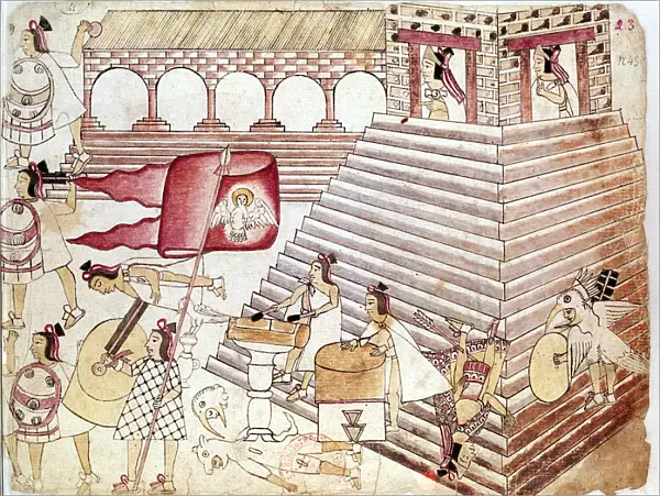 Aztec warriors defending the temple of Tenochtitlan, Mexico