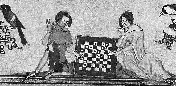 CHESS PLAYERS, c1340. A man and a woman playing chess