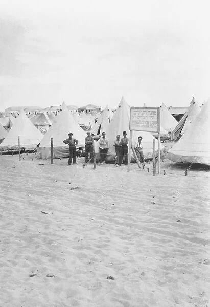 PALESTINE COLONISTS, 1920. An immigrant camp of the Zionist Commission to Palestine at Tel Aviv