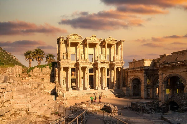 Ephesus, Turkey. Library of Celsus at sunrise, beautiful sky
