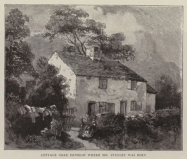 Cottage near Denbigh where Mr Stanley was Born (engraving)