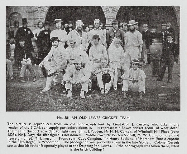 Cricket team, Lewes, Sussex, c1860s (b / w photo)