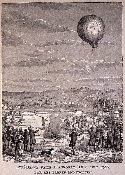 Experiment made at Annonay on 5 June 1783 by the Montgolfier Brothers - in '