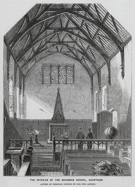 Interior of the Grammar School, Grantham, Lincolnshire (engraving)