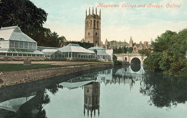 Magdalen College and Bridge, Oxford (coloured photo)