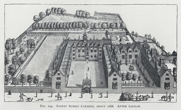 Sidney Sussex College, about 1688, after Loggan (engraving)