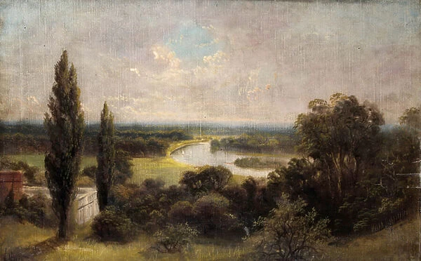 View down over Ham fields from top of Richmond Hill (oil on canvas)