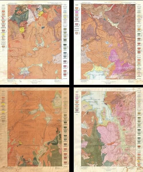 1896, U. S. Geological Survey Geological Map of Yellowstone National Park, 4 sheets