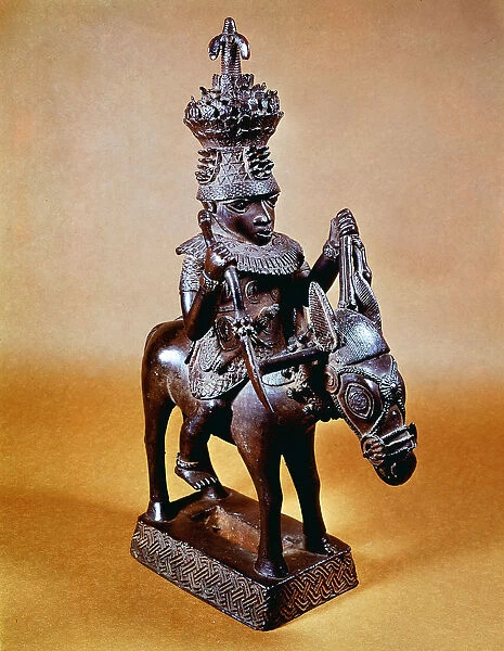 Benin bronze of horse and rider, West African