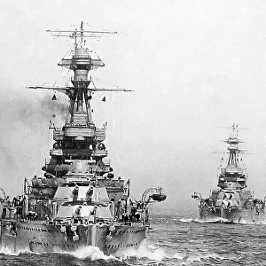 Royal Navy Battleships in Line