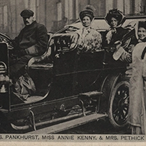 Suffragette Leaders Mrs. Pankhurst in W. S. P. U Car