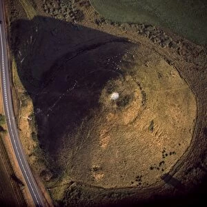 Aerial image of Silbury Hill, a prehistoric human-made chalk and clay mound near Avebury