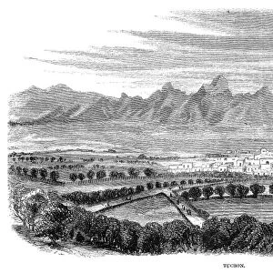 ARIZONA: TUCSON, 1864. The city of Tucson, Arizona. Wood engraving, American, 1864