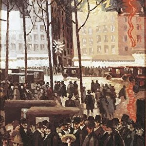 Parisian street scene, by Frans Masereel, 1924, painting