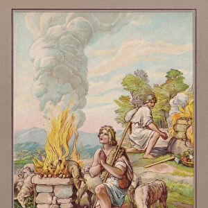 Cain and Abel, chromolithograph, published in 1900
