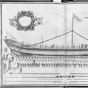 Building, equipping and launching of a galley, plate XIV (pencil & w / c on paper)