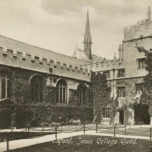 First Quad, Jesus College, Oxford, Oxfordshire (b / w photo)