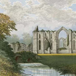 Fountains Abbey (coloured engraving)