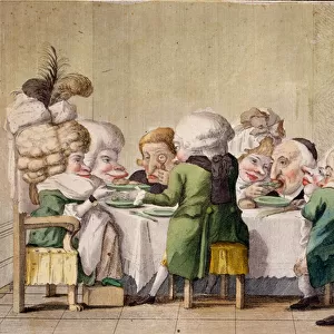 The Meal, c. 1790 (hand-coloured engraving)