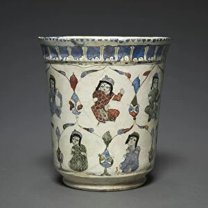 Minai Beaker with Seated Princes, 1180-1220 (fritware with overglaze-painted design (minai ware))