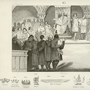 Philip IV of France convenes the States General, Louuvre Palace, Paris, 1302 (engraving)