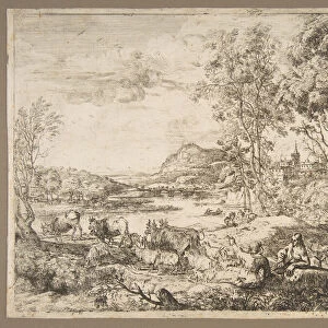 Shepherd and Shepherdess Conversing in a Landscape, ca. 1651. Creator: Claude Lorrain