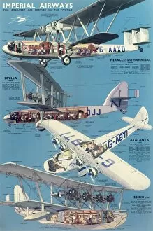 Imperial Airways Poster, four types of plane