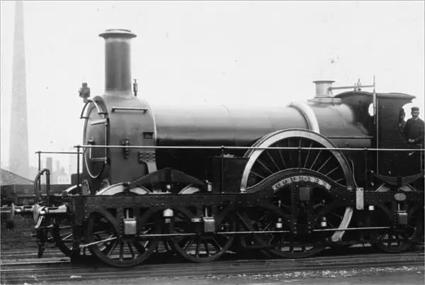 Courier. 4-2-2 Rover class locomotive. Built 1878. Rebuild of original Iron Duke class