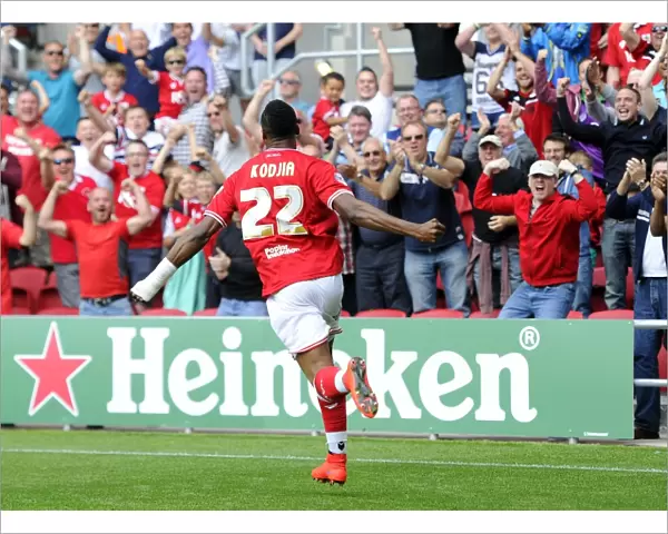 Jonathan Kodjia's Epic Goal Celebration: A Thrilling Moment from Bristol City's Sky Bet Championship Victory over Brentford