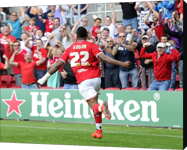 Jonathan Kodjia's Epic Goal Celebration: A Thrilling Moment from Bristol City's Sky Bet Championship Victory over Brentford