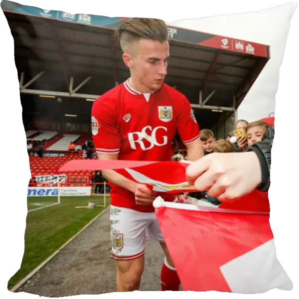 Joe Bryan of Bristol City Greets Young Fans After Match Against Cardiff City