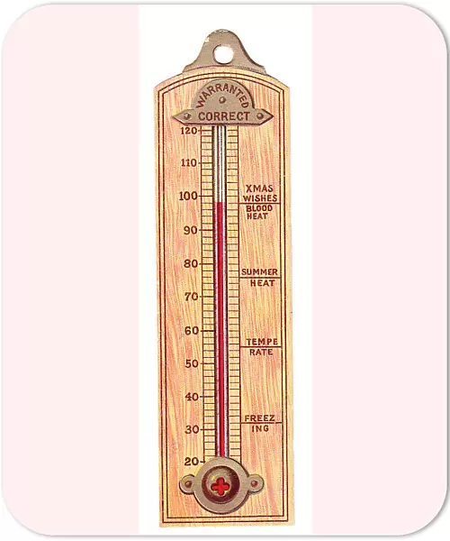 Christmas card in the shape of a thermometer