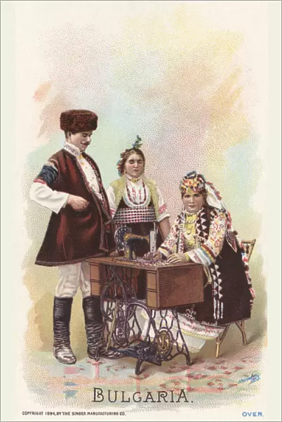 Lady from Bulgaria using a Singer Sewing Machine