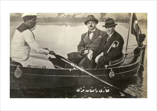 Ataturk and Amanullah Khan in a rowing boat - 1928