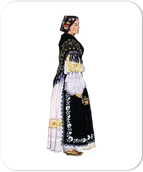 Traditional National Costume of Croatia - Privlaka Peasant