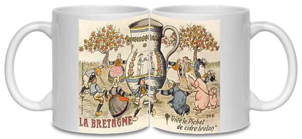 Brittany - Local Bretons dance around a jug of local cider
