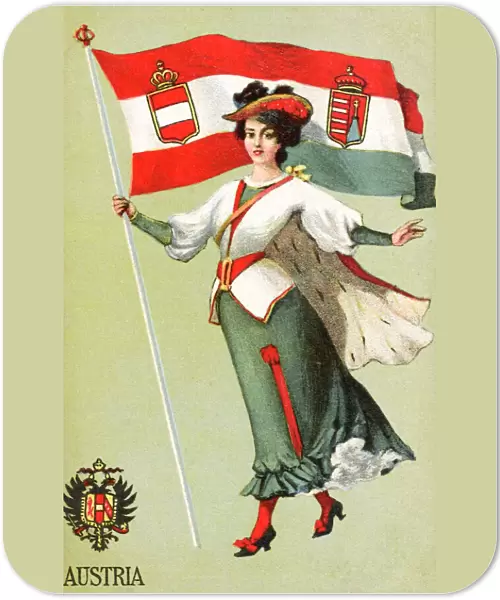 Personification of the Austro-Hungarian Empire with Flag