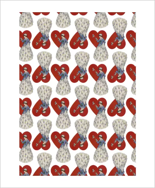 Repeating Pattern - Heart Lock in white