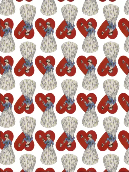 Repeating Pattern - Heart Lock in white