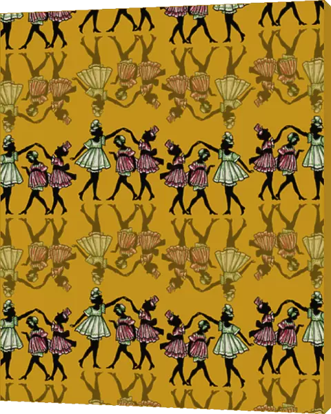 Repeating Pattern - Dancing girls - silhouette - yellow