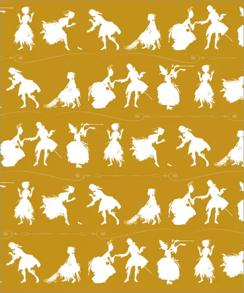 Repeating Pattern - Cinderella Story - yellow background