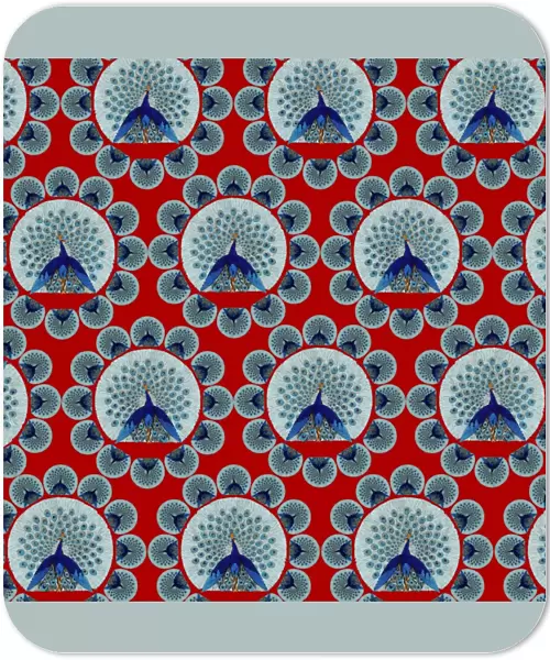Repeating Pattern - peacocks, red