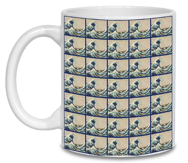 Repeating Pattern - Hokusai Great Wave - blue border