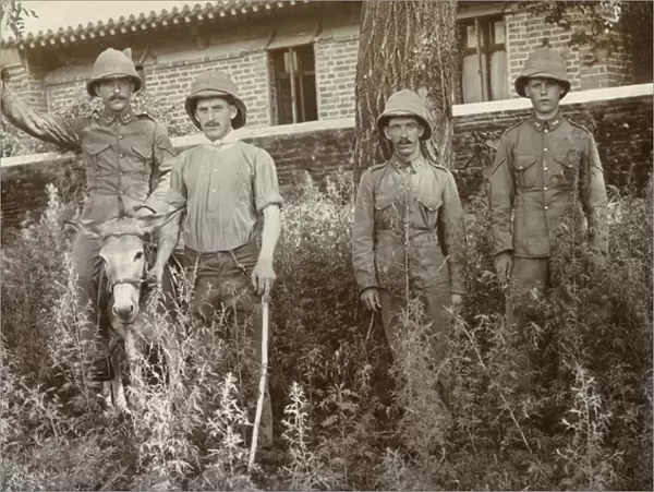 British soldiers with a donkey in China
