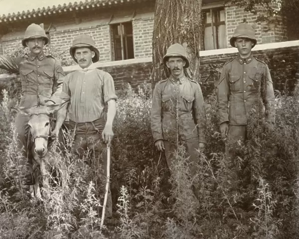 British soldiers with a donkey in China
